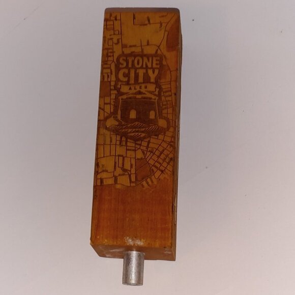 STONE CITY ALES Kingston Ontario Brewery Tap Handle Wood Block Map of Kingston - Picture 2 of 7